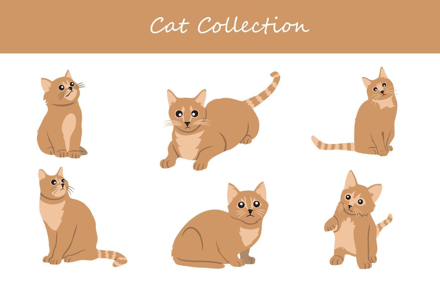 cat collection. Vector illustration. Isolated on white background.