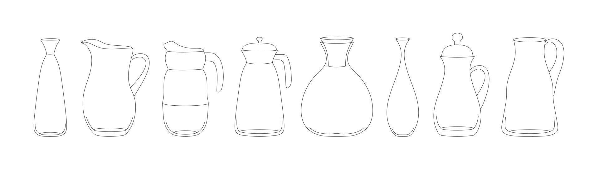 Line Drawing of a Set of Bottles vector