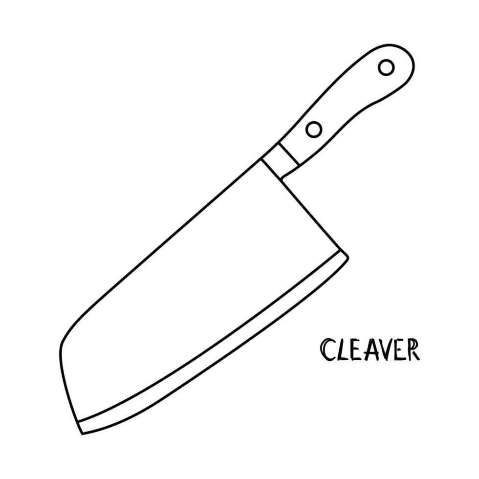 Detailed Black and White Line Drawing of a Knife vector