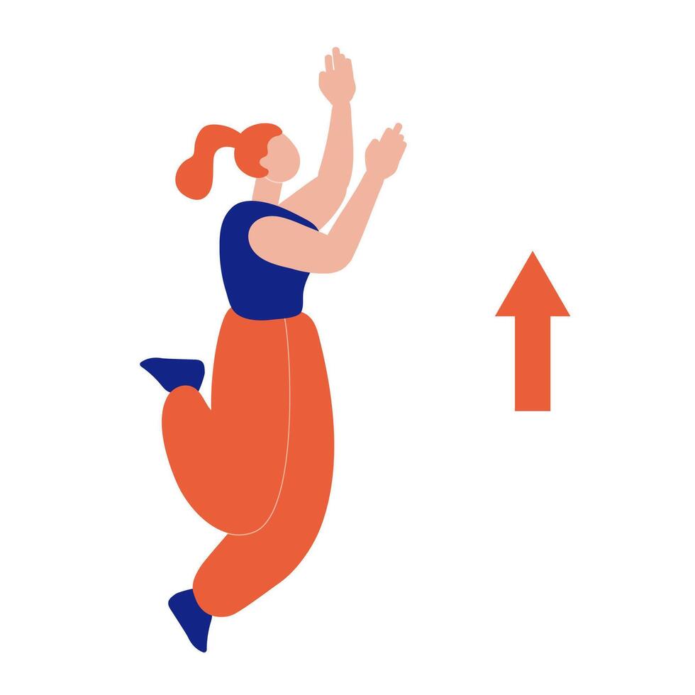 Woman in Orange and Blue Jumpsuit vector