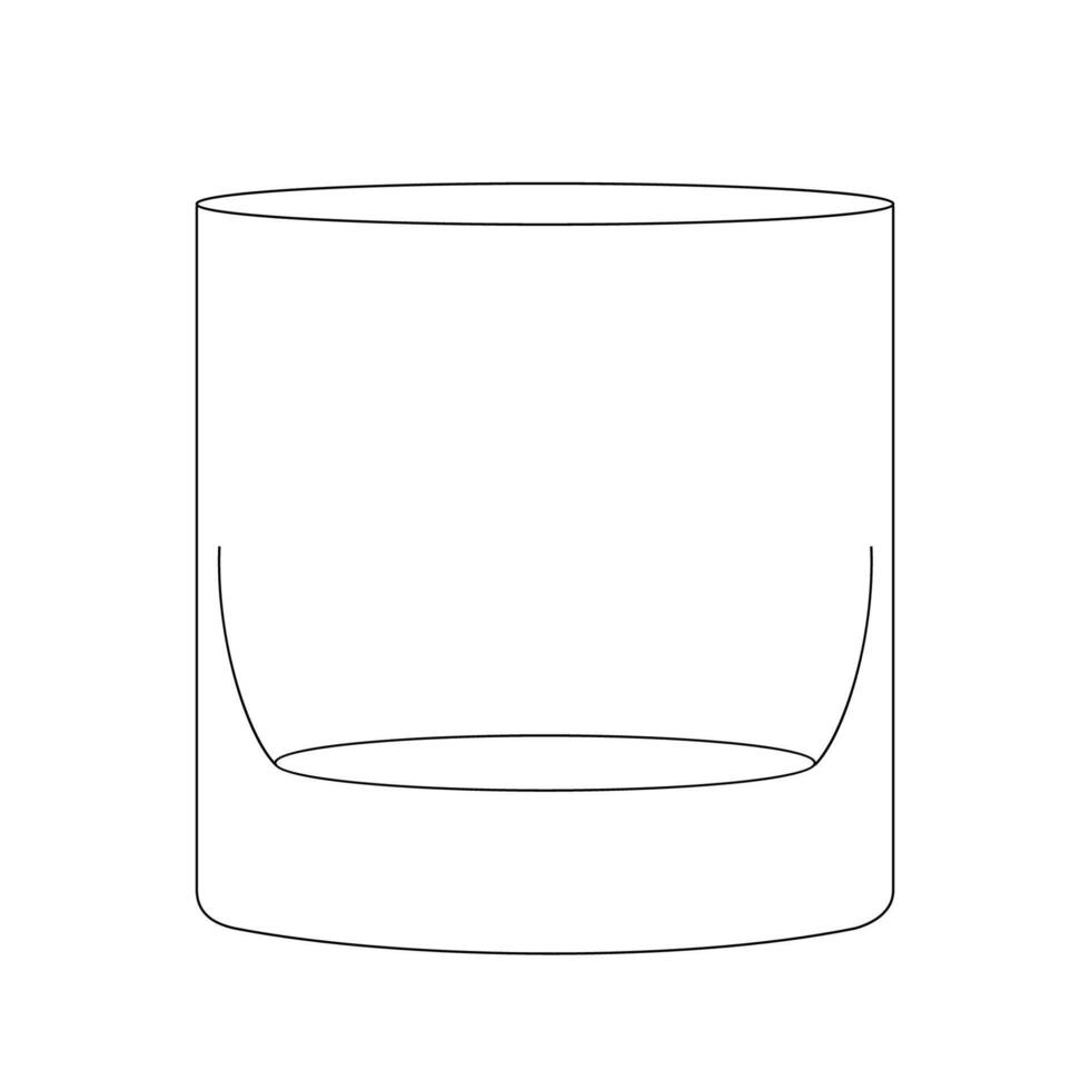 Line Drawing of Glass showcasing its cylindrical shape vector