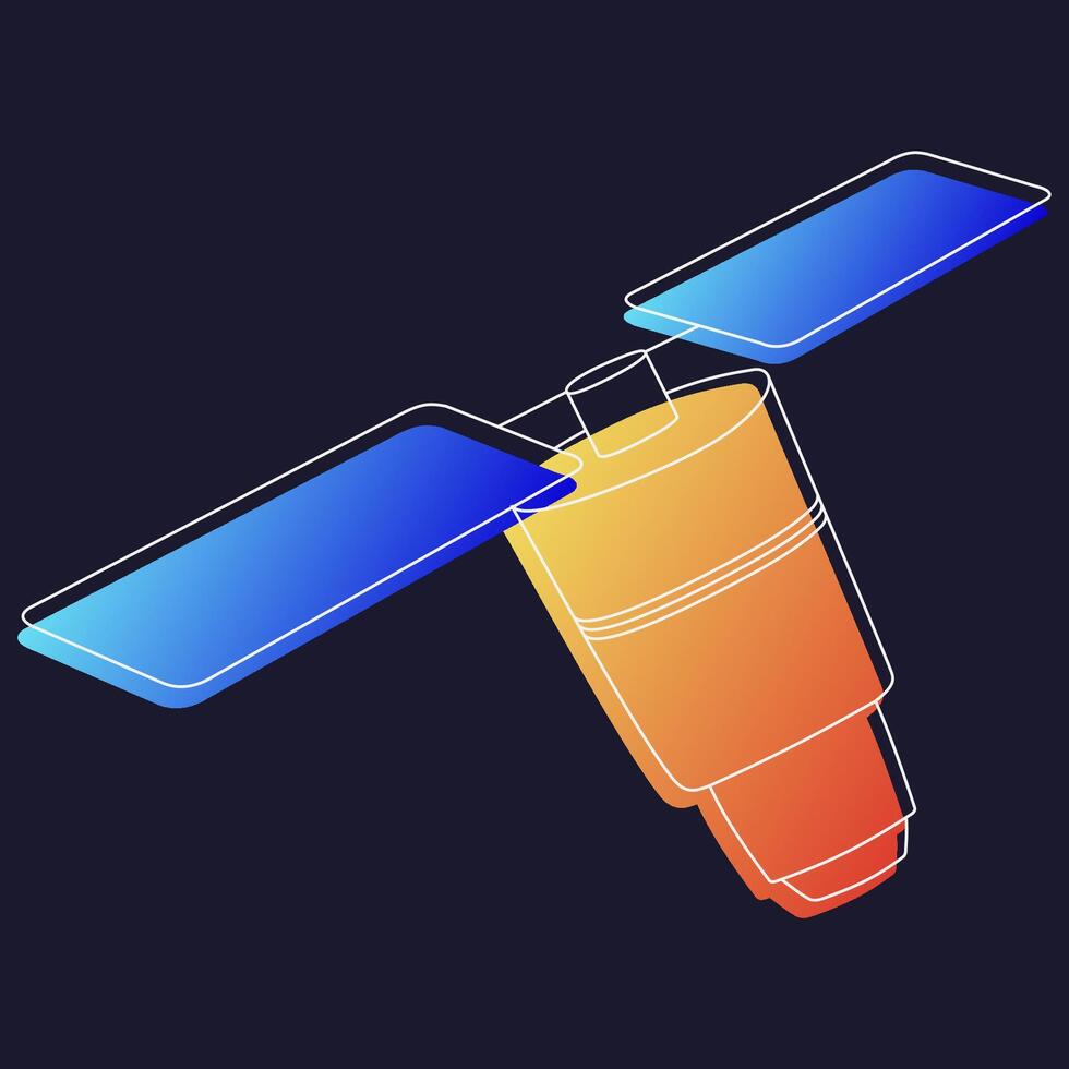 Drawing of a rocket with a phone on top. vector