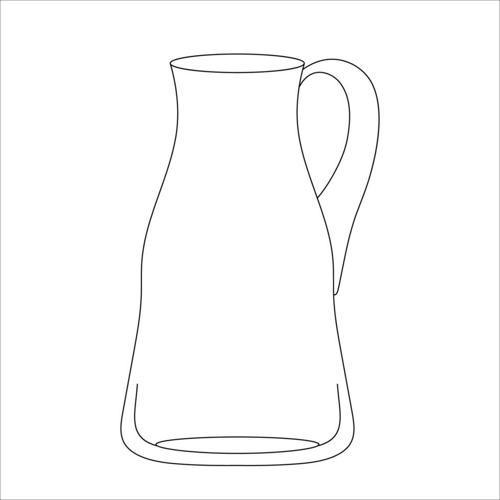 Hand-drawn vector illustration of coffee pot. With black circuit without fill on white background