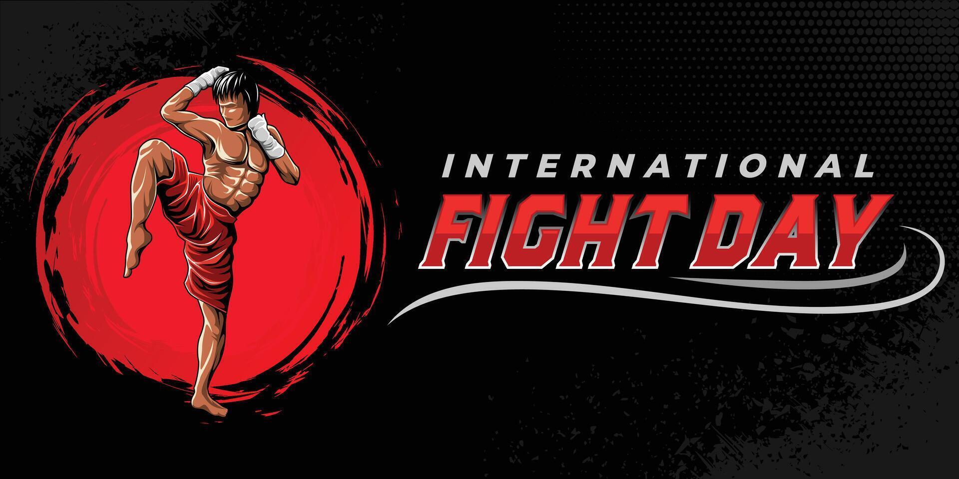 Muay Fight sport background vector. international sports day banner background template vector