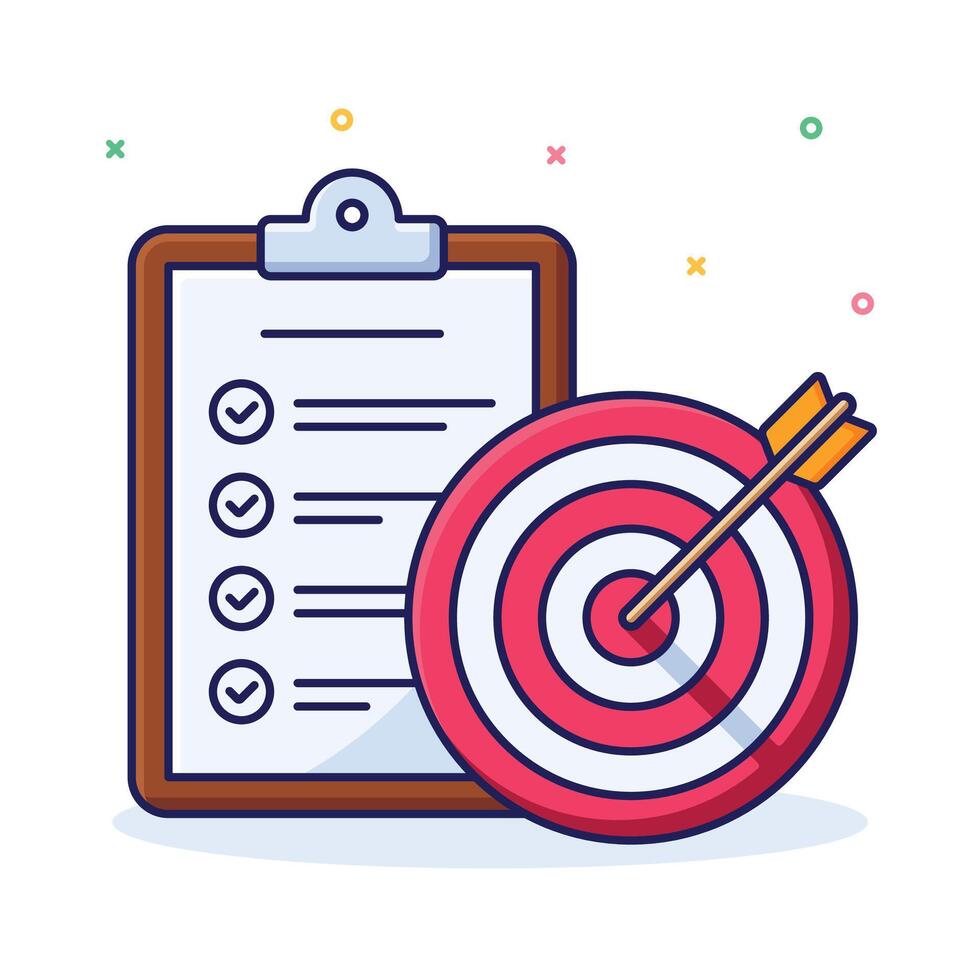 Cartoon Target and Goals Achievement Concept vector