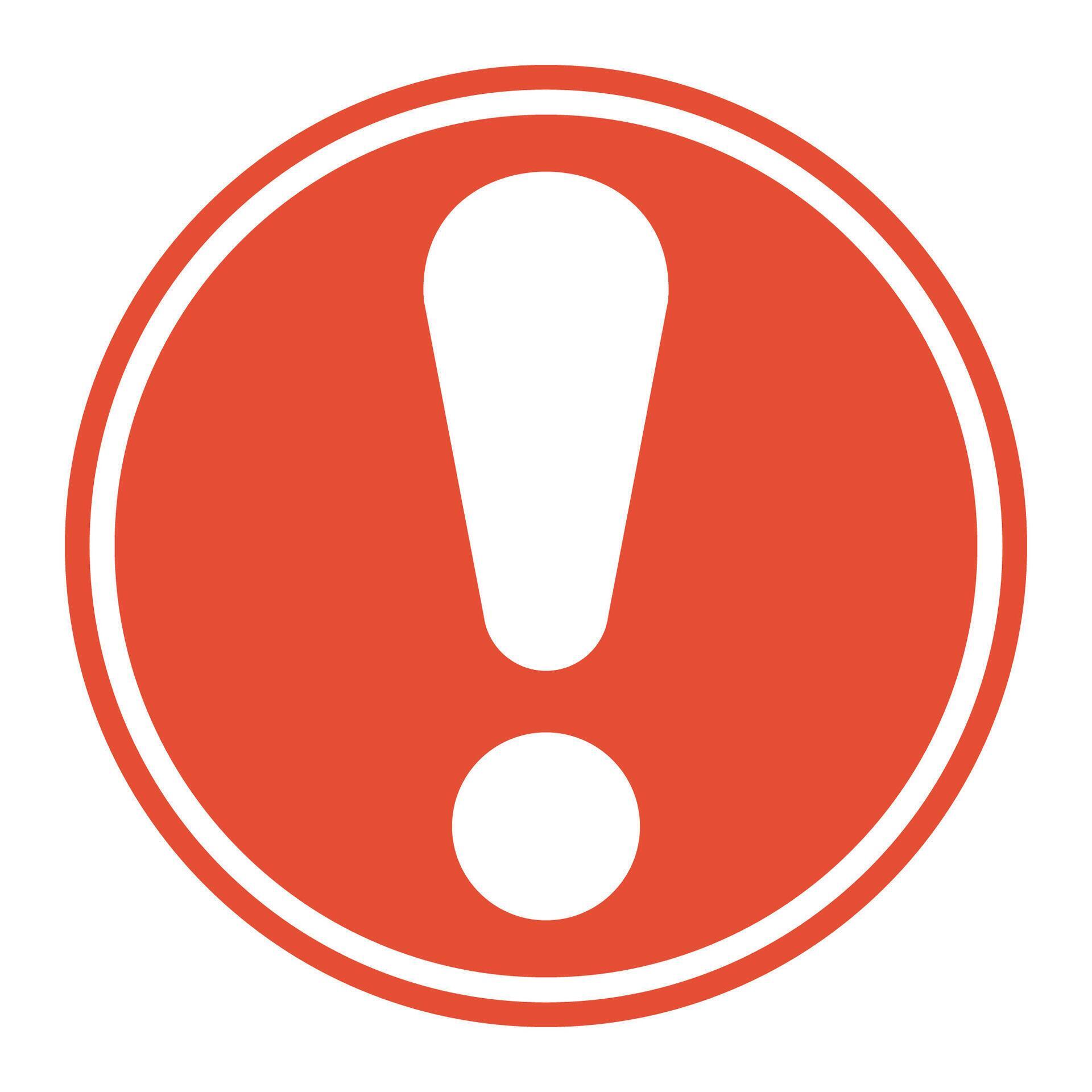 Warning sign, red circle exclamation point, warning to draw attention