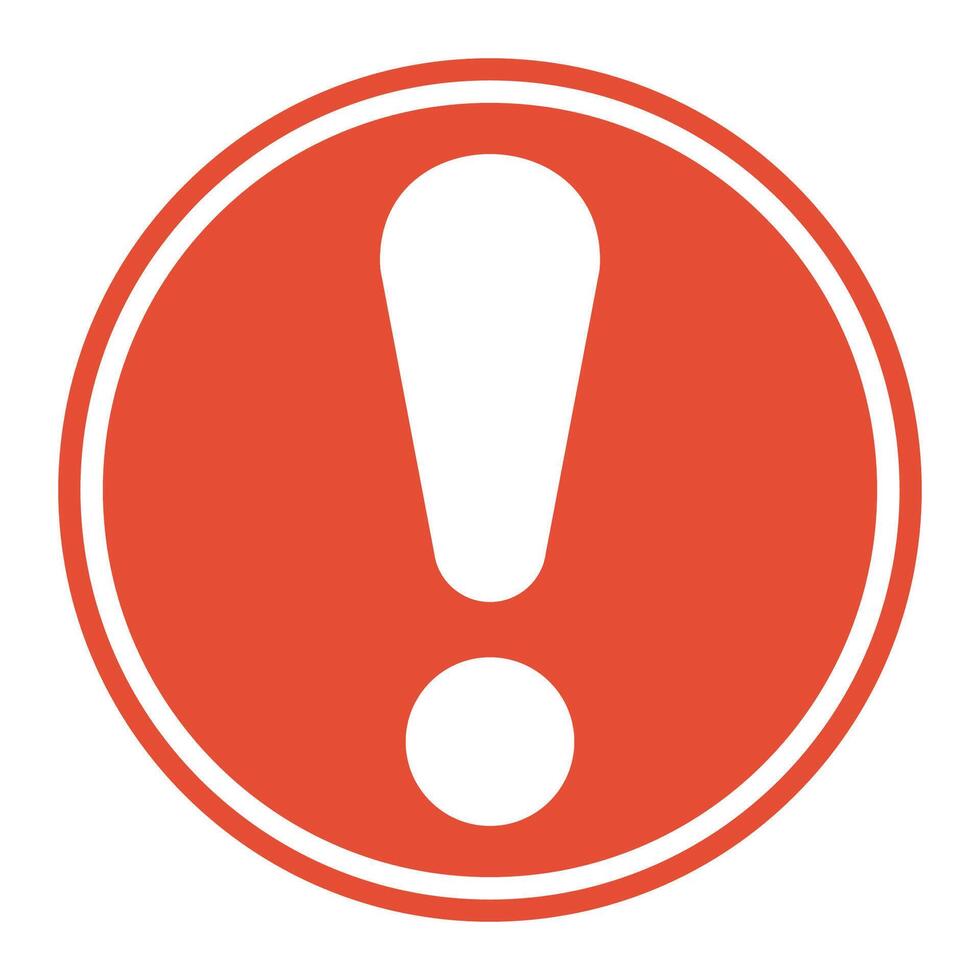 Warning sign, red circle exclamation point, warning to draw attention vector