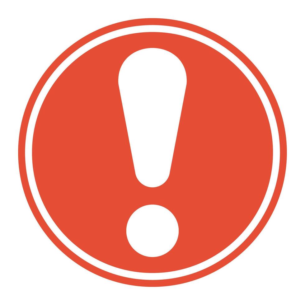 Warning sign, red circle exclamation point, warning to draw attention vector