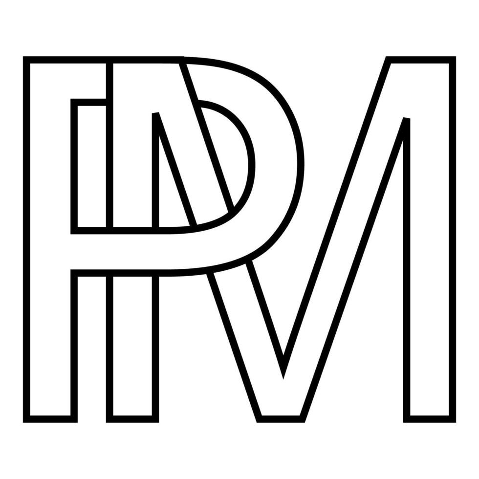 Logo sign pm, mp icon double letters logotype p m vector