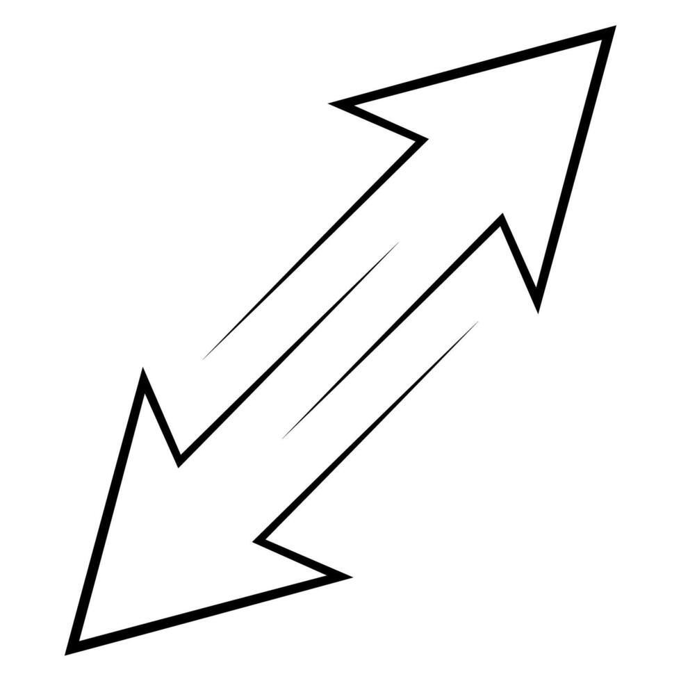 Arrow icon in different directions diagonally, sign transfer, stretch break vector