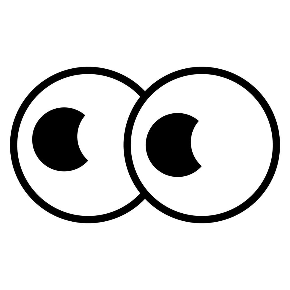 Cartoon bulging eyes icon, eyes looking to the left vector