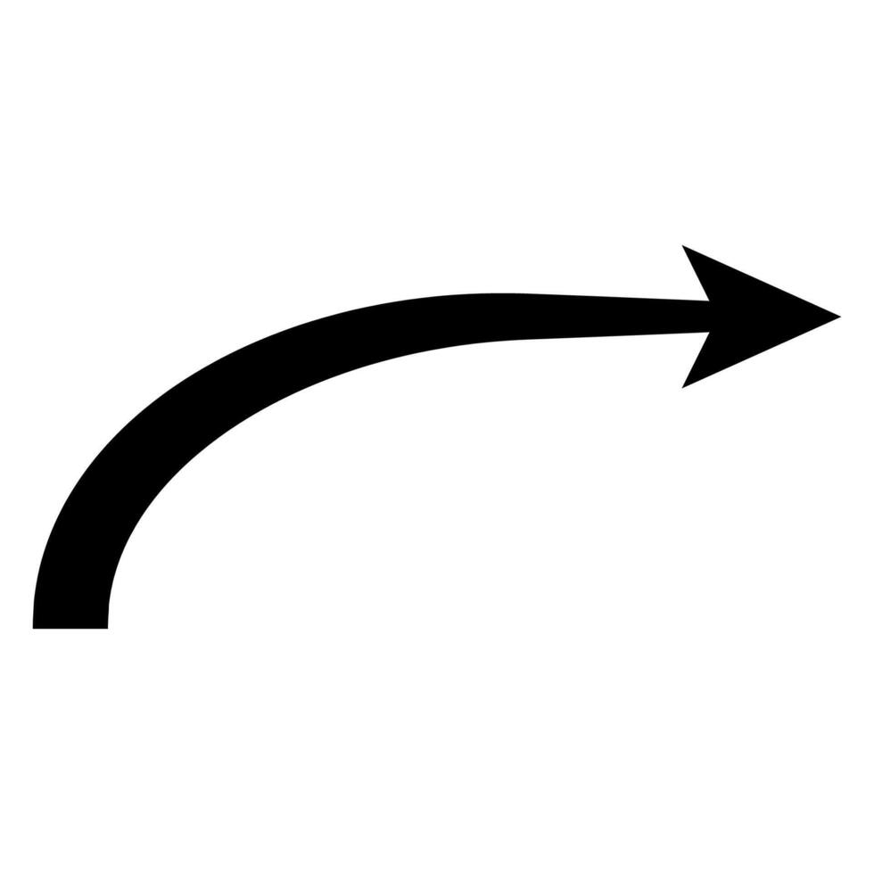 Curved arrow turn right, arrow pointer direction right vector