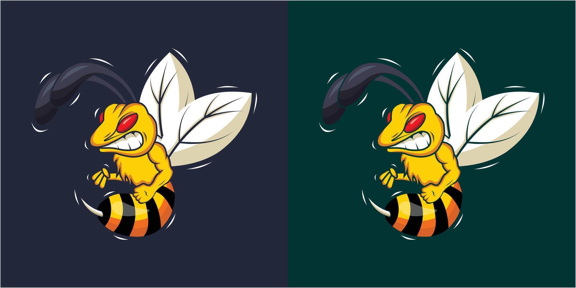 Angry Bee Vector Design Illustration Template