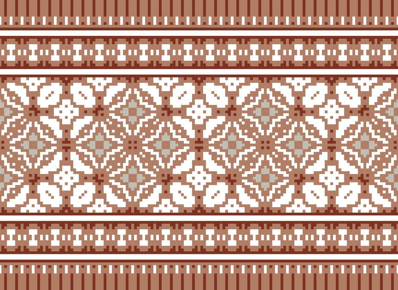 Cross Stitch pattern with Floral Designs. Traditional cross stitch needlework. Geometric Ethnic pattern, Embroidery, Textile ornamentation, fabric, Hand stitched pattern, Cultural stitching pixel art. vector