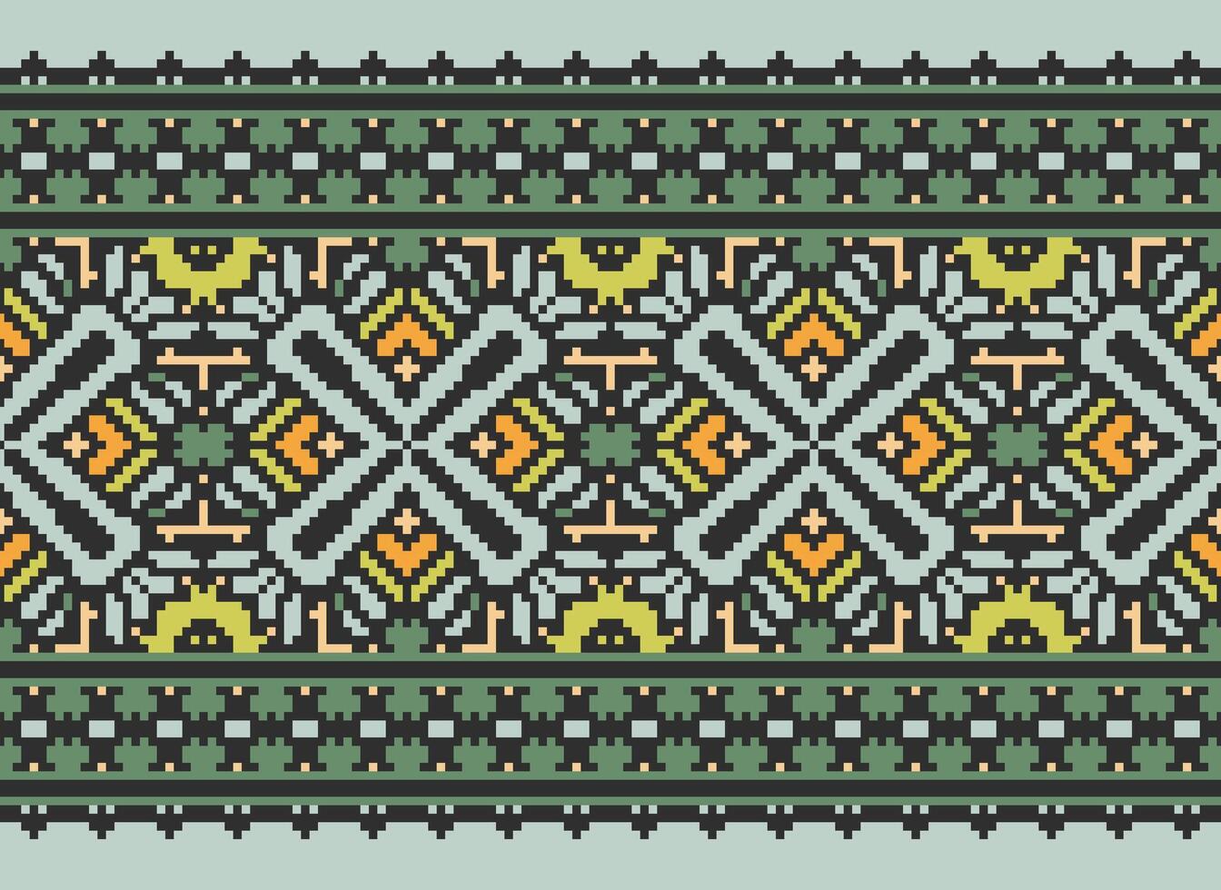 Pixel Embroidery ethnic pattern, Vector Geometric ornate background, Cross stitch retro zigzag style, pattern knitting continuous, Design for textile, fabric, ceramic, digital print