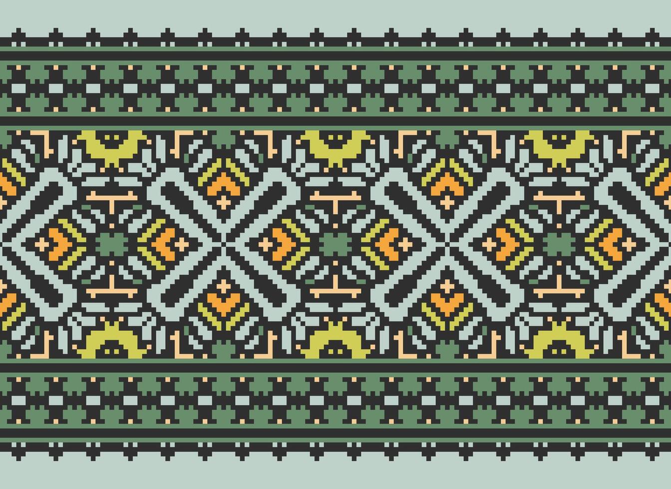 Pixel Embroidery ethnic pattern, Vector Geometric ornate background, Cross stitch retro zigzag style, pattern knitting continuous, Design for textile, fabric, ceramic, digital print