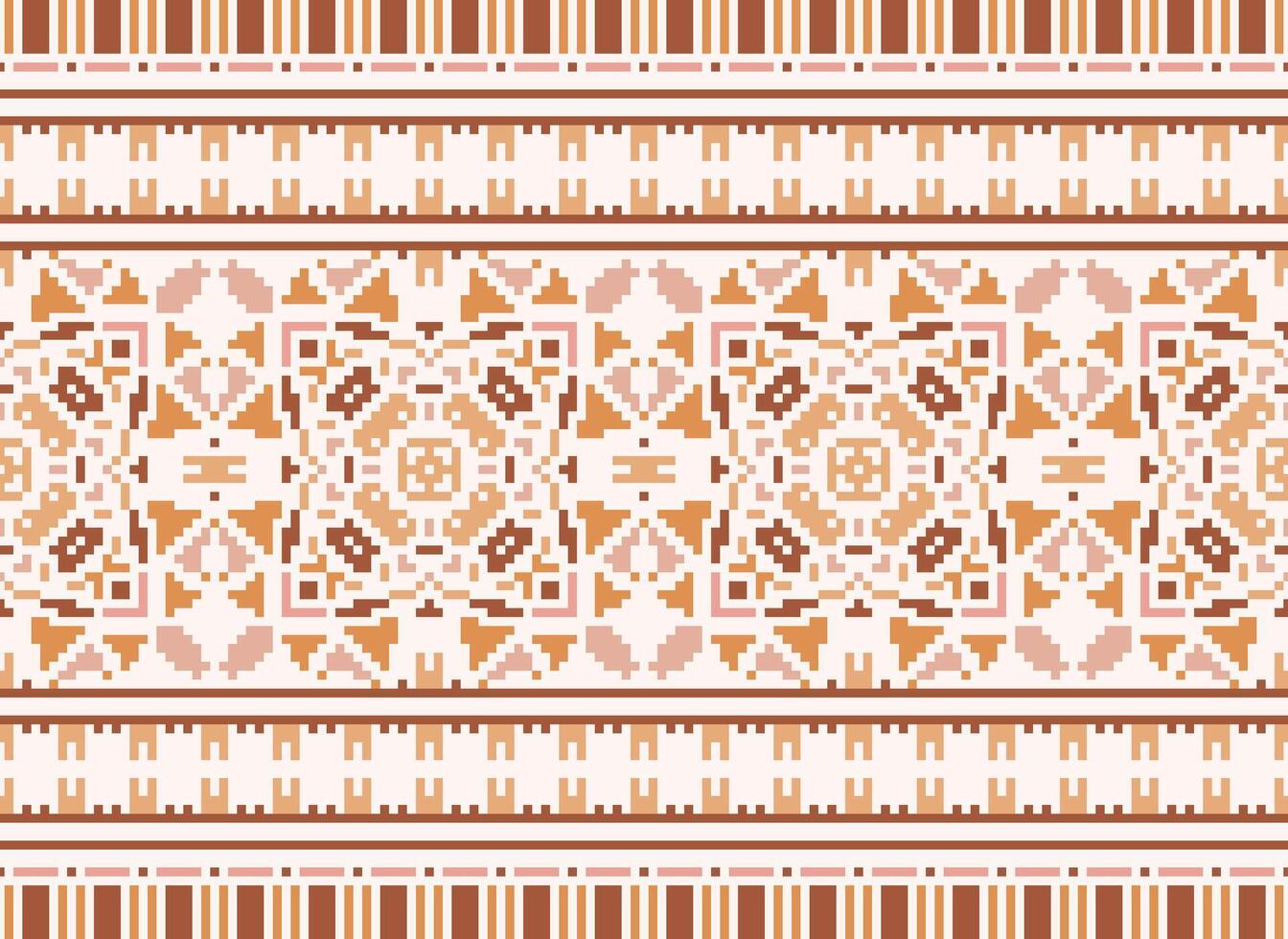 Nature vintages cross stitch traditional ethnic pattern paisley flower Ikat background abstract Aztec African Indonesian Indian seamless pattern for fabric print cloth dress carpet curtains and sarong vector