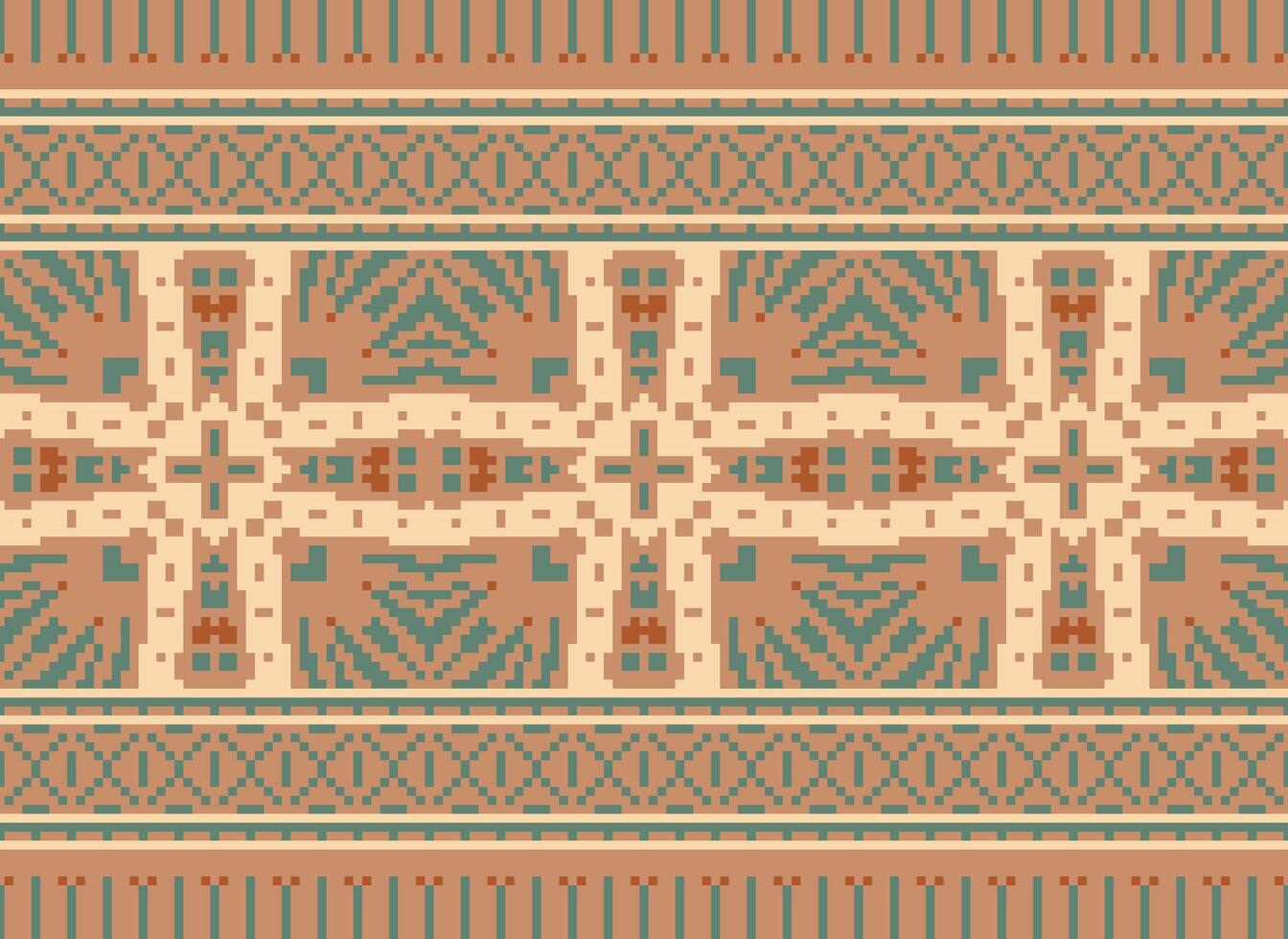 Ethnic geometric fabric pattern Cross Stitch.Ikat embroidery Ethnic oriental Pixel pattern blue background. Abstract,vector,illustration. Texture,clothing,frame,decoration,motifs,silk wallpaper. vector