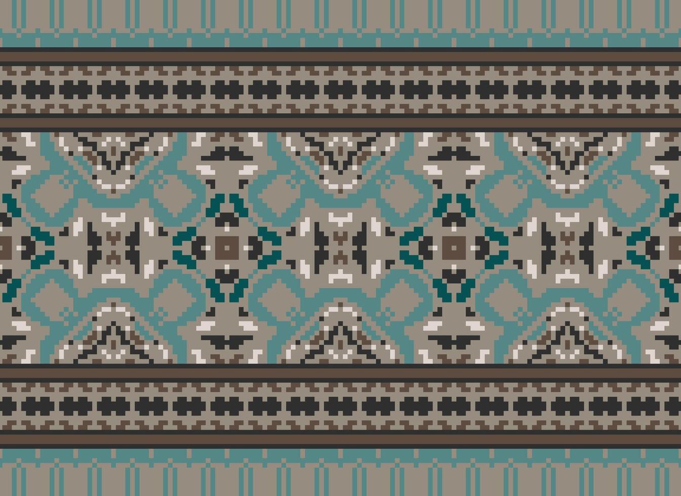 Nature vintages cross stitch traditional ethnic pattern paisley flower Ikat background abstract Aztec African Indonesian Indian seamless pattern for fabric print cloth dress carpet curtains and sarong vector