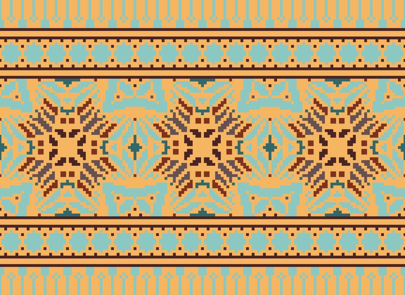 étnico geométrico tela modelo cruzar puntada.ikat bordado étnico oriental píxel modelo azul antecedentes. resumen, vector, ilustración. textura,ropa,marco,decoración,motivos,seda fondo de pantalla. vector