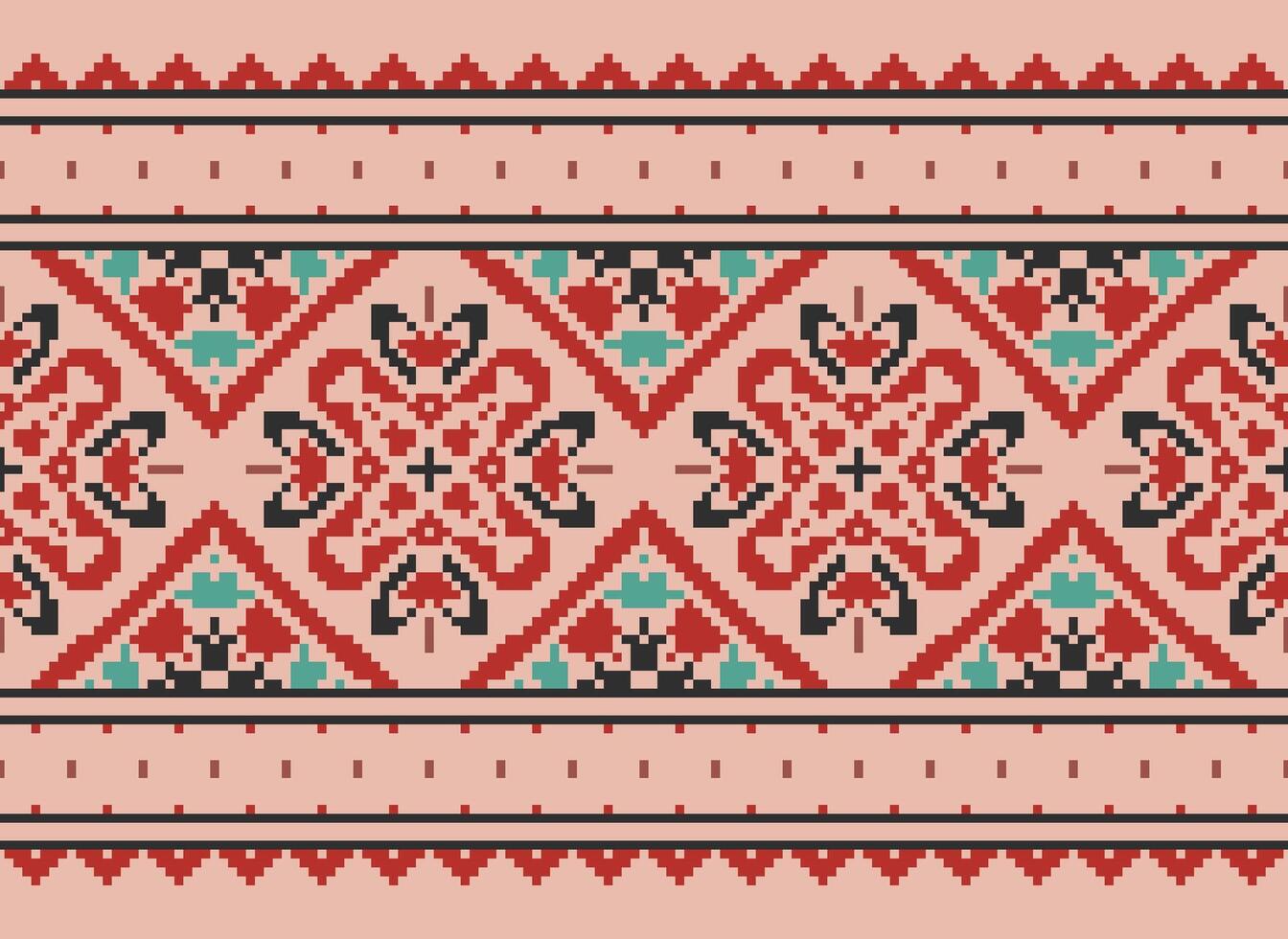 Pixel Ethnic pattern vector background. seamless pattern traditional, Design for background, wallpaper, Batik, fabric, carpet, clothing, wrapping, and textile.ethnic pattern Vector illustration.