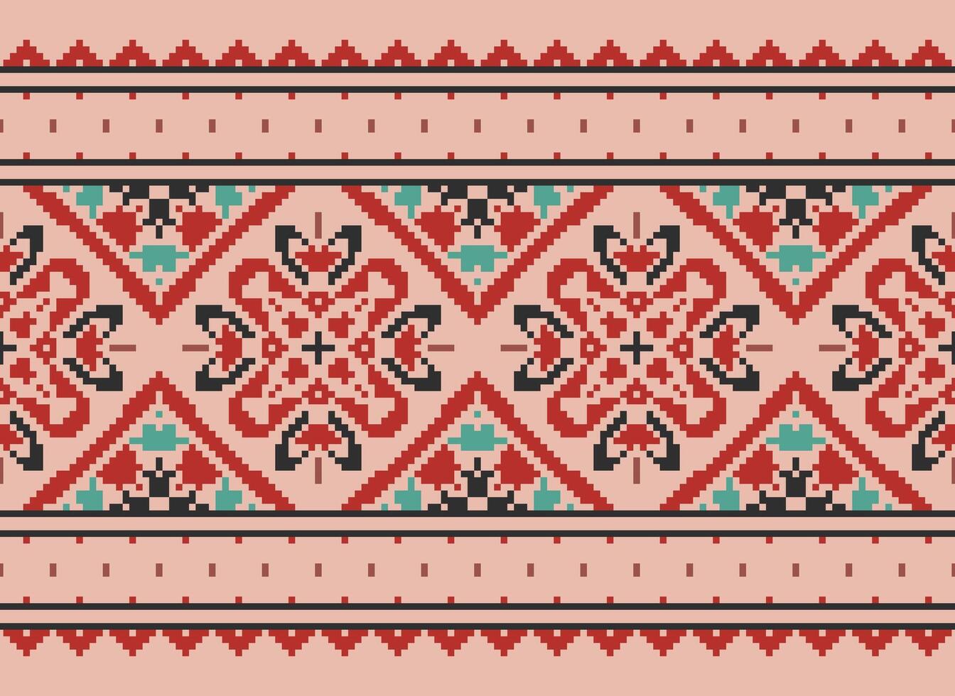 Pixel Ethnic pattern vector background. seamless pattern traditional, Design for background, wallpaper, Batik, fabric, carpet, clothing, wrapping, and textile.ethnic pattern Vector illustration.