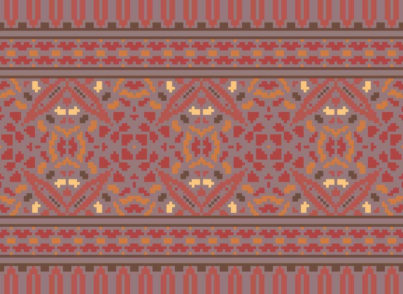Nature vintages cross stitch traditional ethnic pattern paisley flower Ikat background abstract Aztec African Indonesian Indian seamless pattern for fabric print cloth dress carpet curtains and sarong vector