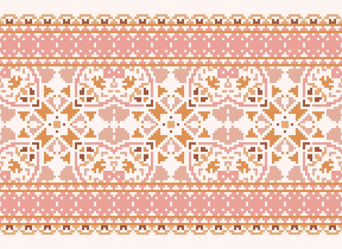 Ethnic geometric fabric pattern Cross Stitch.Ikat embroidery Ethnic oriental Pixel pattern blue background. Abstract,vector,illustration. Texture,clothing,frame,decoration,motifs,silk wallpaper. vector