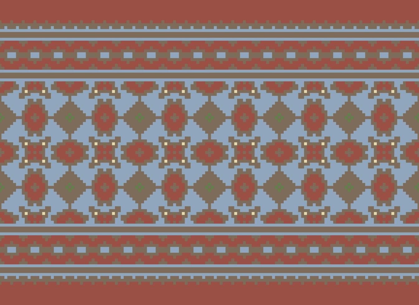 Nature vintages cross stitch traditional ethnic pattern paisley flower Ikat background abstract Aztec African Indonesian Indian seamless pattern for fabric print cloth dress carpet curtains and sarong vector
