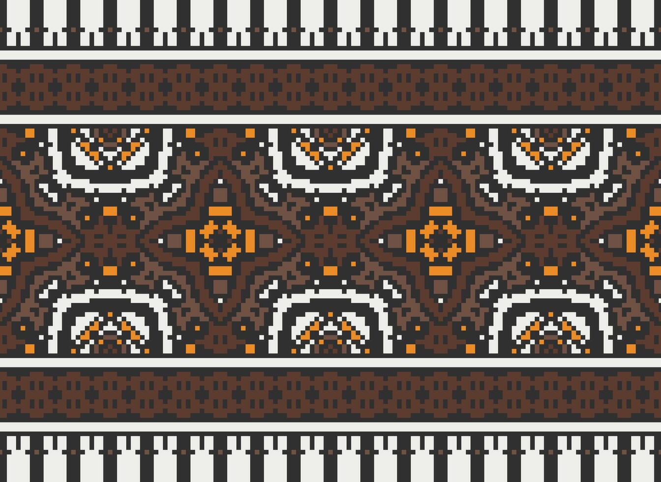 Pixel Embroidery ethnic pattern, Vector Geometric ornate background, Cross stitch retro zigzag style, pattern knitting continuous, Design for textile, fabric, ceramic, digital print