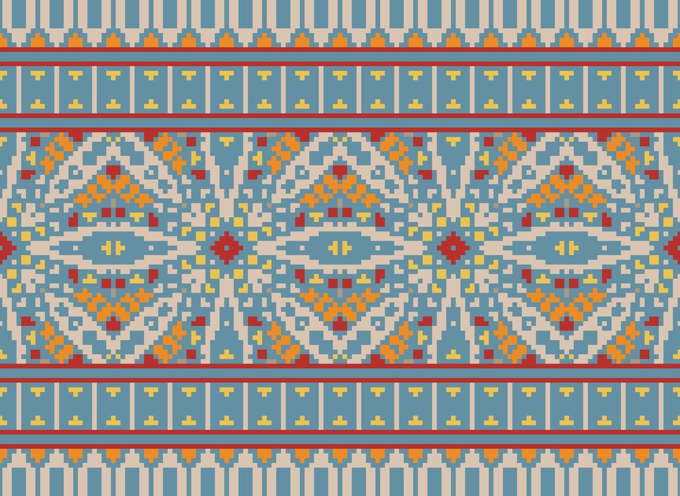 píxel étnico modelo vector antecedentes. sin costura modelo tradicional, diseño para fondo, fondo de pantalla, batik, tela, alfombra, ropa, envase, y textil.étnico modelo vector ilustración.