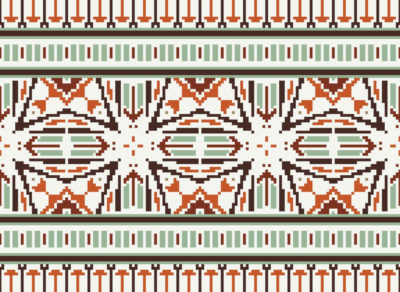 píxel étnico modelo vector antecedentes. sin costura modelo tradicional, diseño para fondo, fondo de pantalla, batik, tela, alfombra, ropa, envase, y textil.étnico modelo vector ilustración.