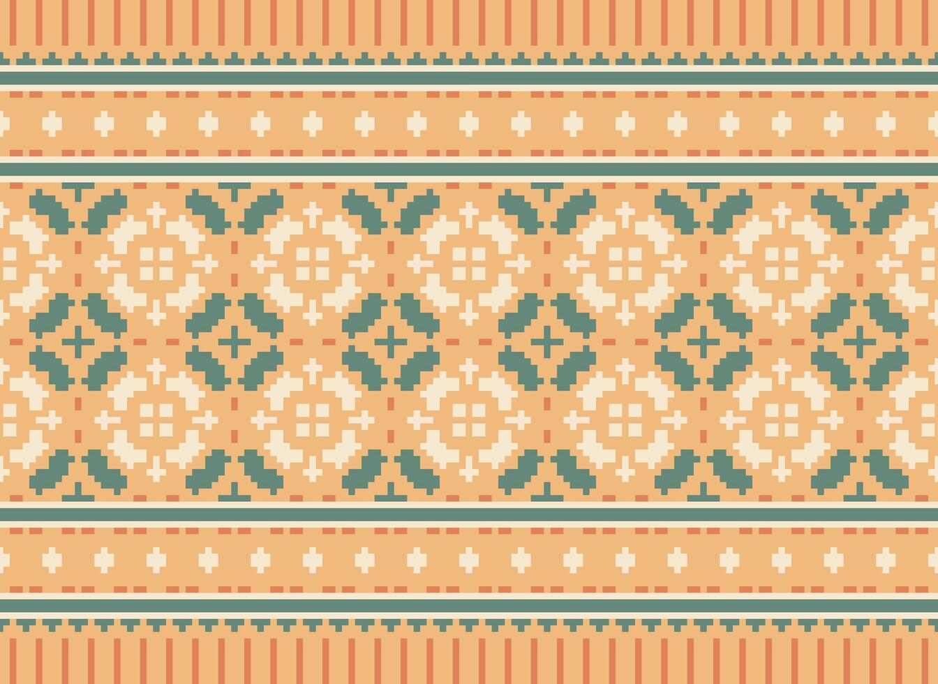 Pixel Embroidery ethnic pattern, Vector Geometric ornate background, Cross stitch retro zigzag style, pattern knitting continuous, Design for textile, fabric, ceramic, digital print