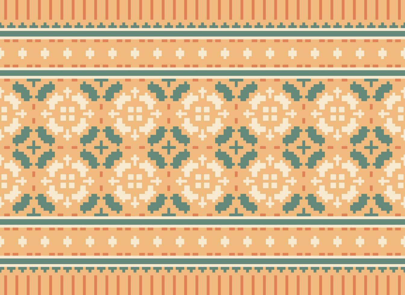 Pixel Embroidery ethnic pattern, Vector Geometric ornate background, Cross stitch retro zigzag style, pattern knitting continuous, Design for textile, fabric, ceramic, digital print