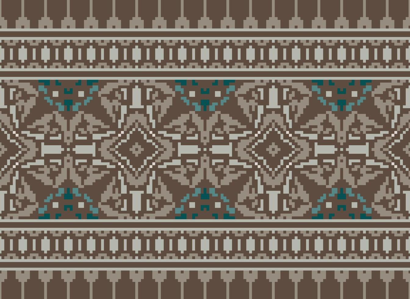 Nature vintages cross stitch traditional ethnic pattern paisley flower Ikat background abstract Aztec African Indonesian Indian seamless pattern for fabric print cloth dress carpet curtains and sarong vector
