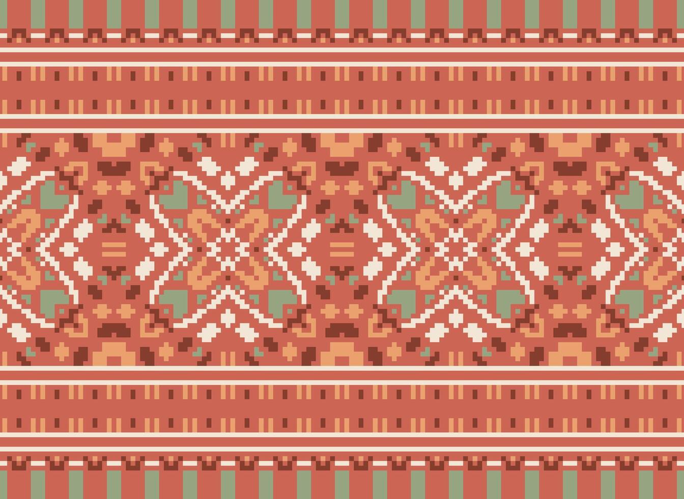 Nature vintages cross stitch traditional ethnic pattern paisley flower Ikat background abstract Aztec African Indonesian Indian seamless pattern for fabric print cloth dress carpet curtains and sarong vector