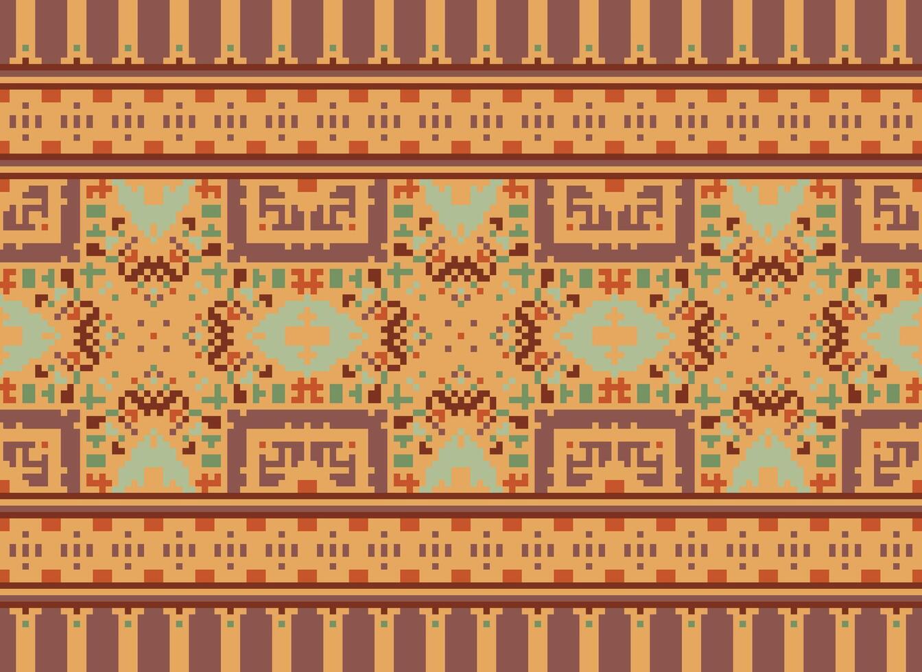Ethnic geometric fabric pattern Cross Stitch.Ikat embroidery Ethnic oriental Pixel pattern blue background. Abstract,vector,illustration. Texture,clothing,frame,decoration,motifs,silk wallpaper. vector
