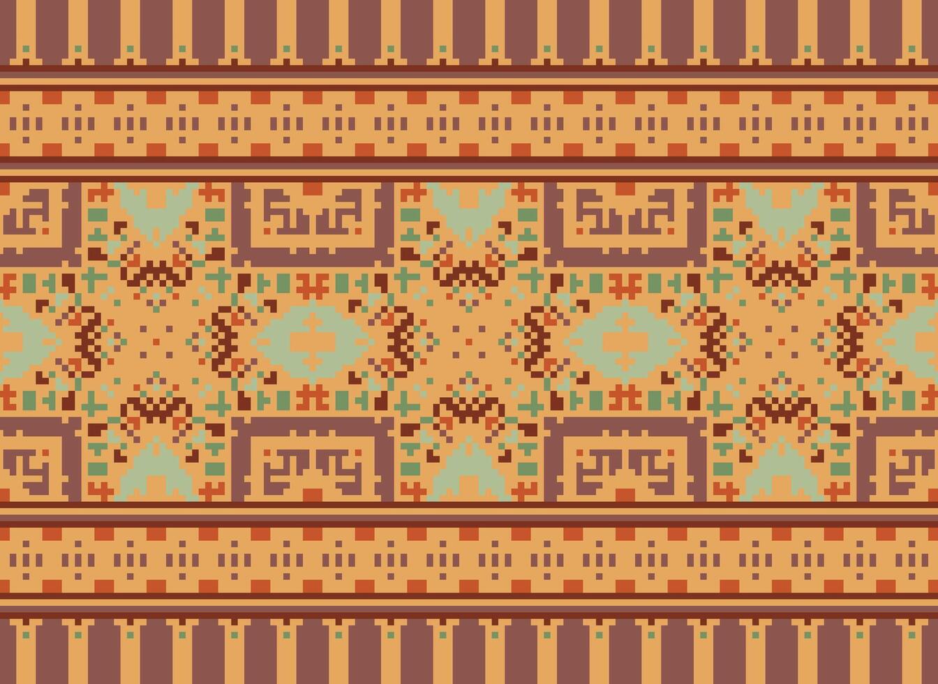 Ethnic geometric fabric pattern Cross Stitch.Ikat embroidery Ethnic oriental Pixel pattern blue background. Abstract,vector,illustration. Texture,clothing,frame,decoration,motifs,silk wallpaper. vector