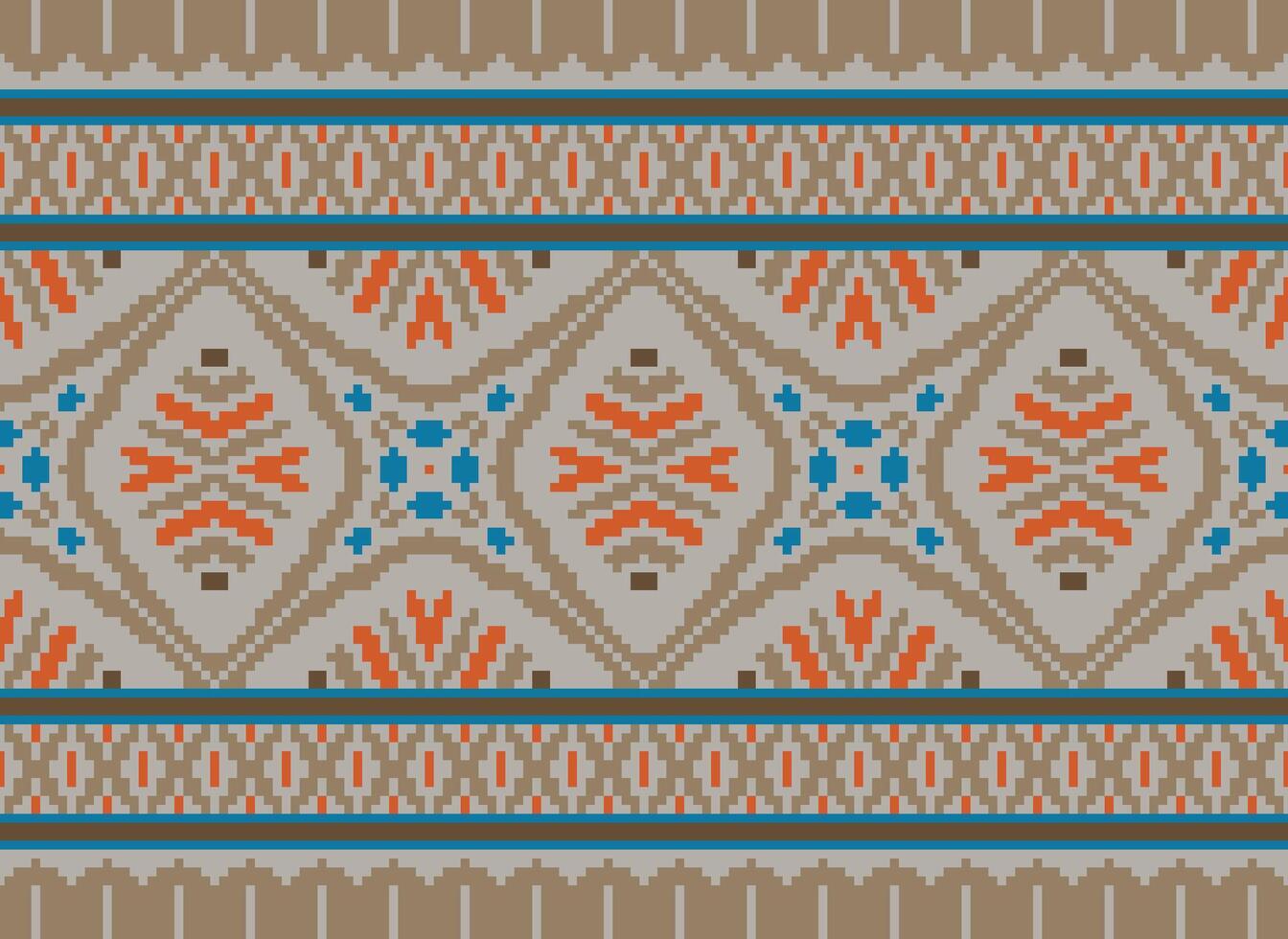 Nature vintages cross stitch traditional ethnic pattern paisley flower Ikat background abstract Aztec African Indonesian Indian seamless pattern for fabric print cloth dress carpet curtains and sarong vector