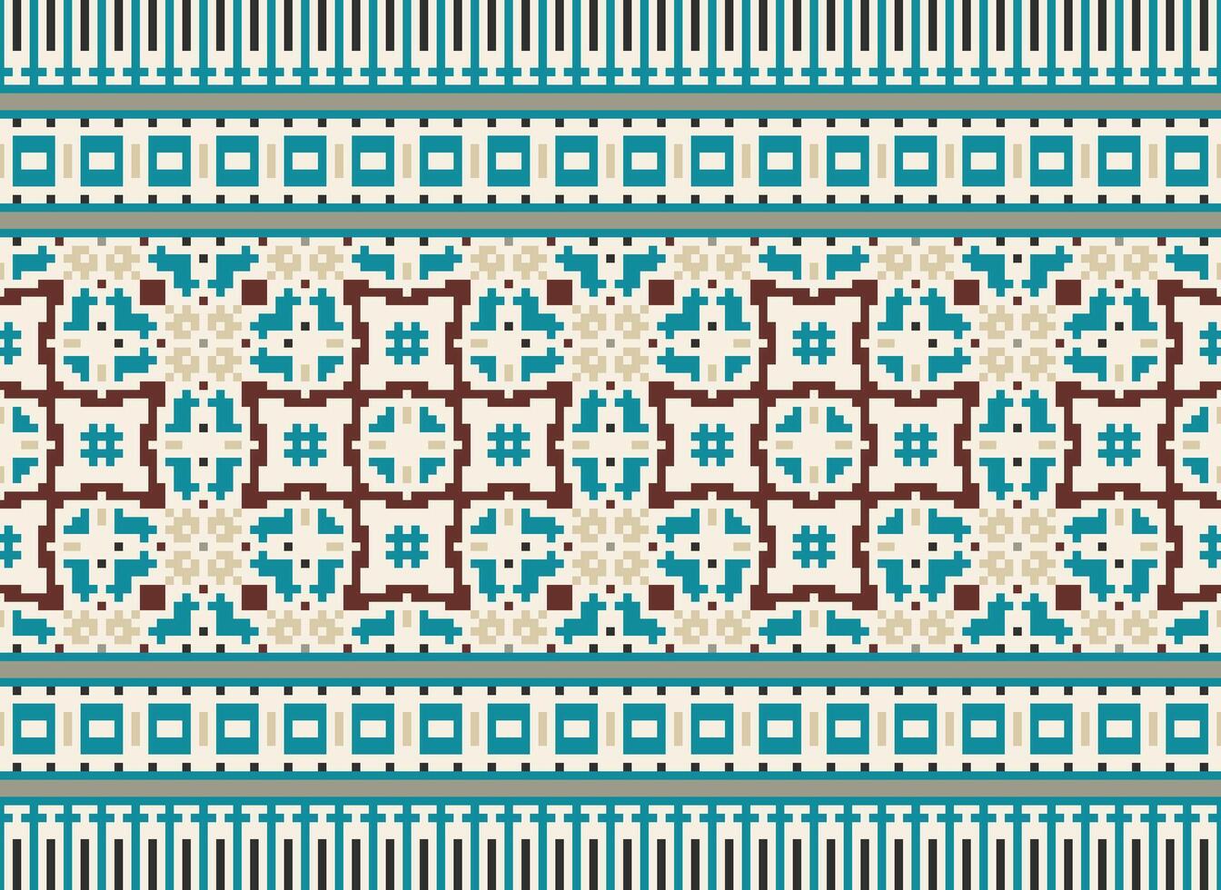 Geometric patterns of modern stylish texture. Borders in the form of a pixel ornament for embroidery, ceramic tiles and textile interior design elements. Seamless illustration vector