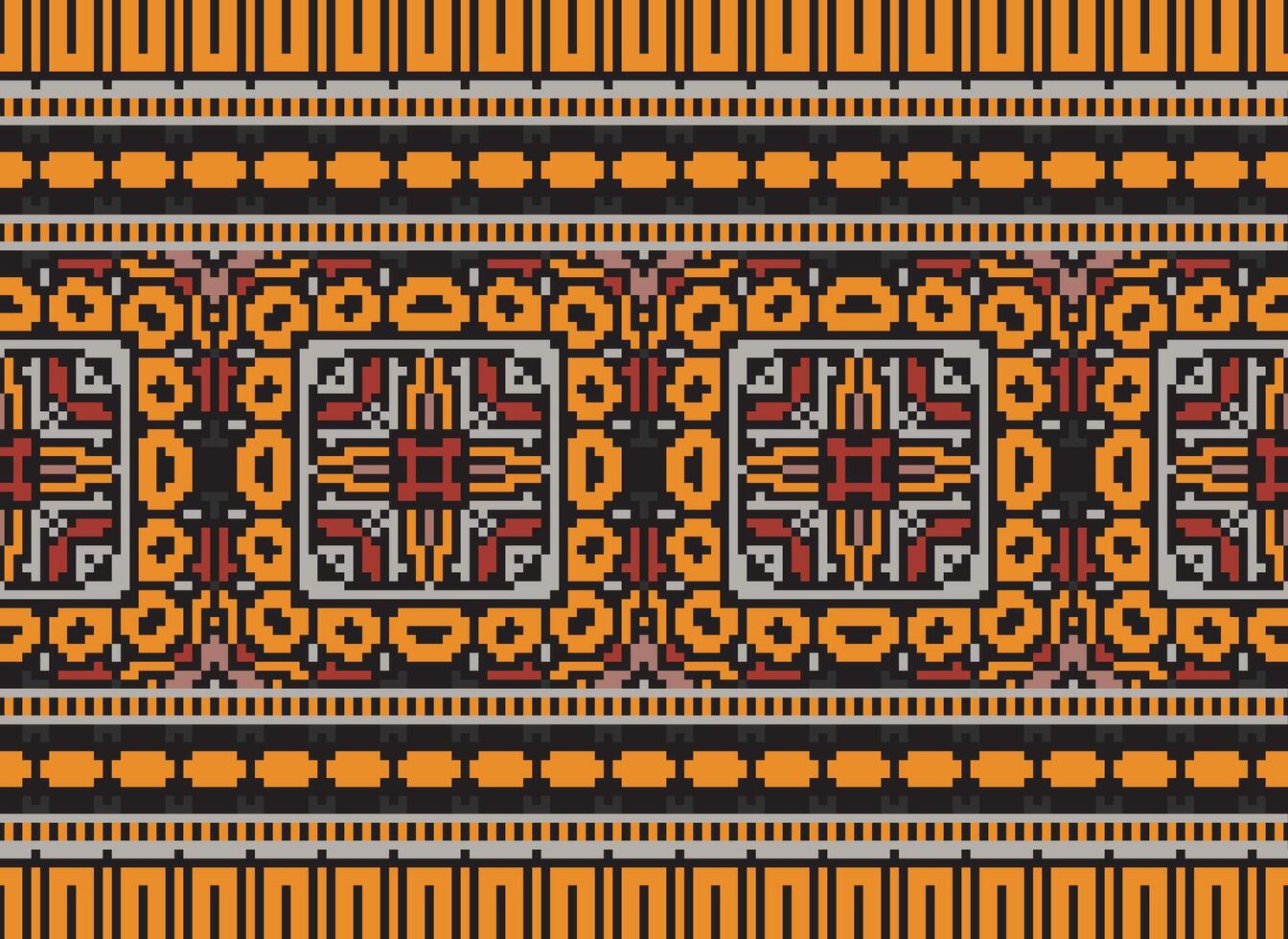 cruzar puntada modelo con floral diseños tradicional cruzar puntada costura. geométrico étnico patrón, bordado, textil ornamentación, tela, mano cosido patrón, cultural puntadas píxel Arte. vector