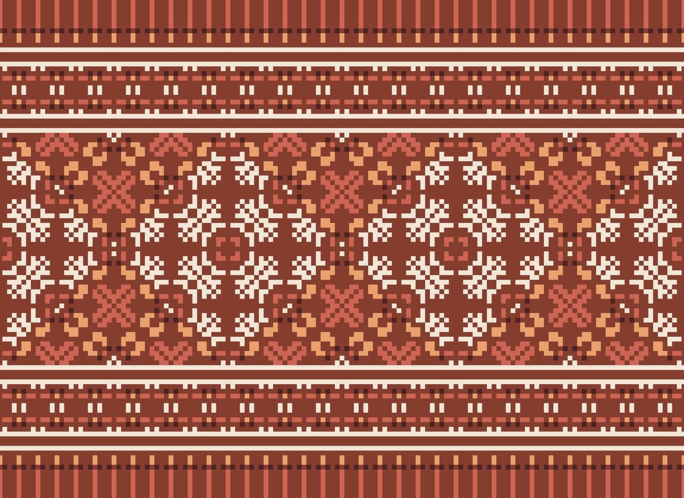 píxel étnico modelo vector antecedentes. sin costura modelo tradicional, diseño para fondo, fondo de pantalla, batik, tela, alfombra, ropa, envase, y textil.étnico modelo vector ilustración.