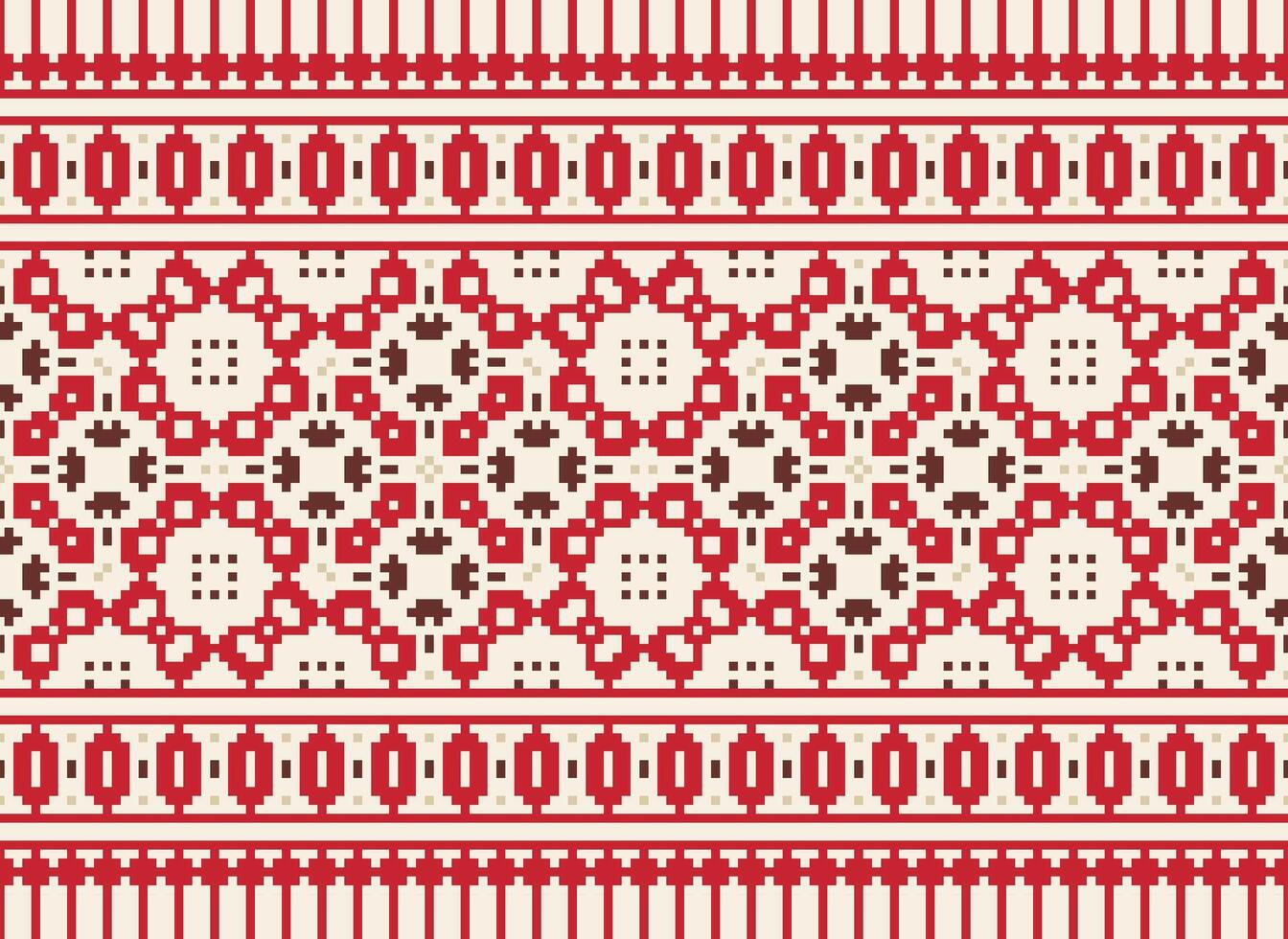 Geometric patterns of modern stylish texture. Borders in the form of a pixel ornament for embroidery, ceramic tiles and textile interior design elements. Seamless illustration vector