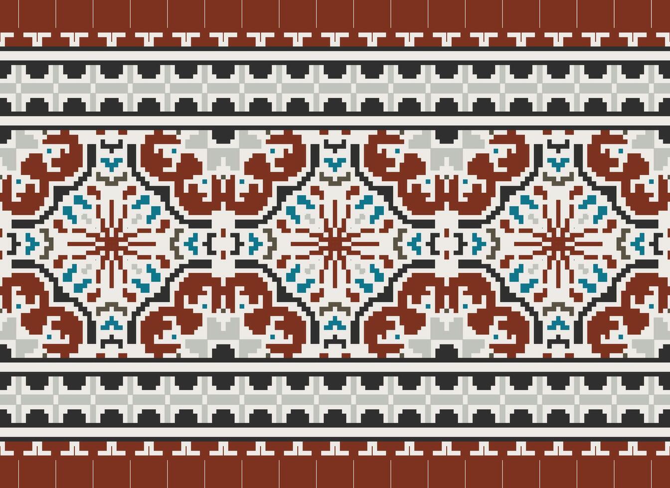 Ukrainian, Belarusian folk art vector seamless pattern in red and black, inpisred by traditional embroidery Vyshyvanka