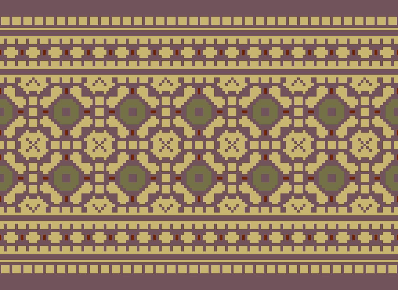Cross Stitch pattern with Floral Designs. Traditional cross stitch needlework. Geometric Ethnic pattern, Embroidery, Textile ornamentation, fabric, Hand stitched pattern, Cultural stitching pixel art. vector
