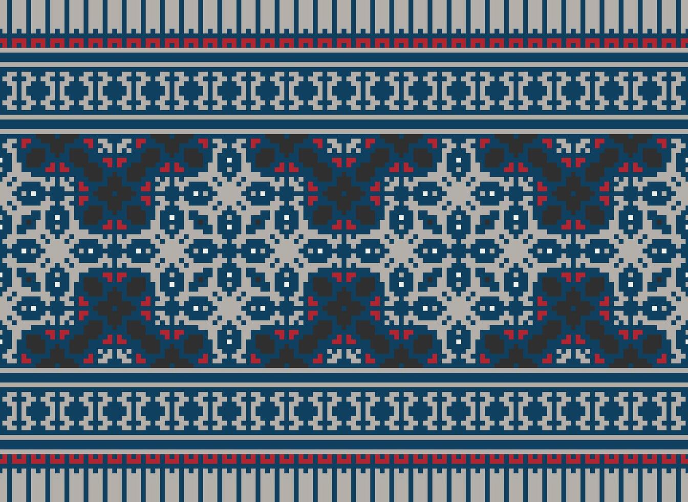 Geometric patterns of modern stylish texture. Borders in the form of a pixel ornament for embroidery, ceramic tiles and textile interior design elements. Seamless illustration vector