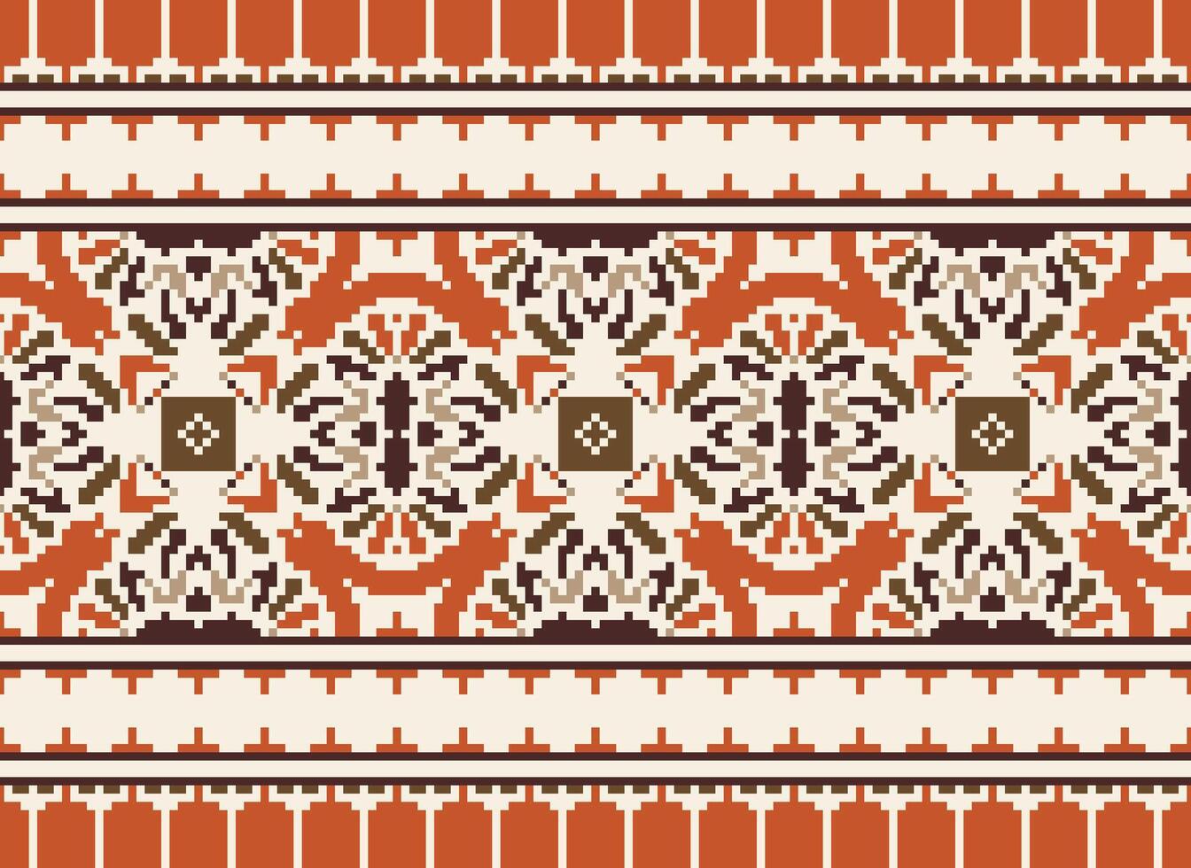 Pixel traditional ethnic pattern paisley flower Ikat background abstract Aztec African Indonesian Indian seamless pattern for fabric print cloth dress carpet curtains and sarong vector