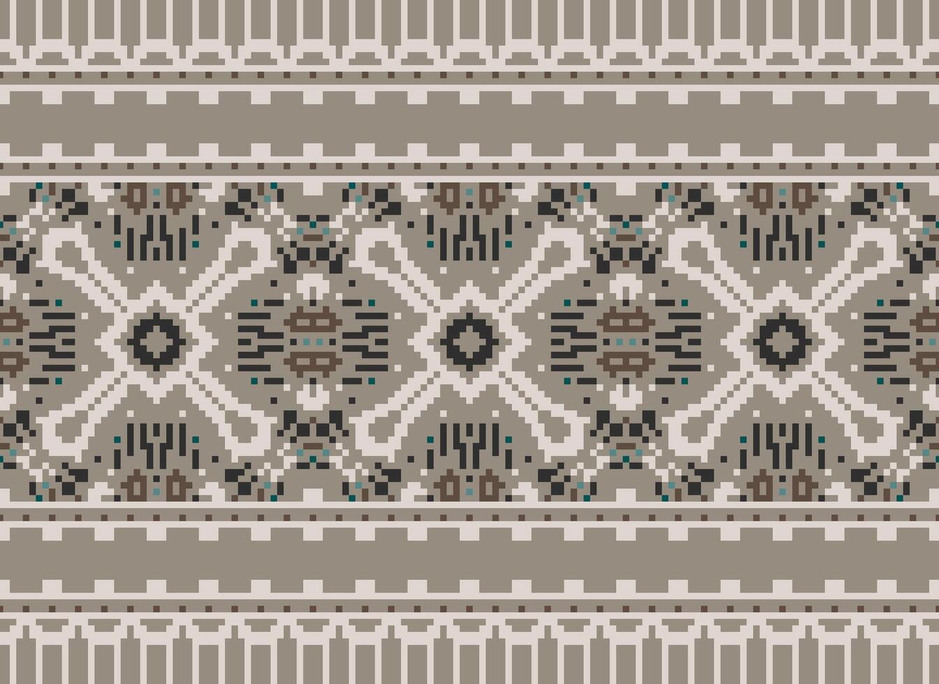 Pixel traditional ethnic pattern paisley flower Ikat background abstract Aztec African Indonesian Indian seamless pattern for fabric print cloth dress carpet curtains and sarong vector