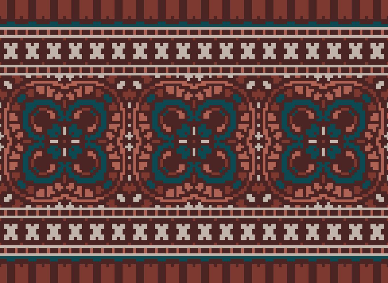 Ethnic geometric fabric pattern Cross Stitch.Ikat embroidery Ethnic oriental Pixel pattern blue background. Abstract,vector,illustration. Texture,clothing,frame,decoration,motifs,silk wallpaper. vector