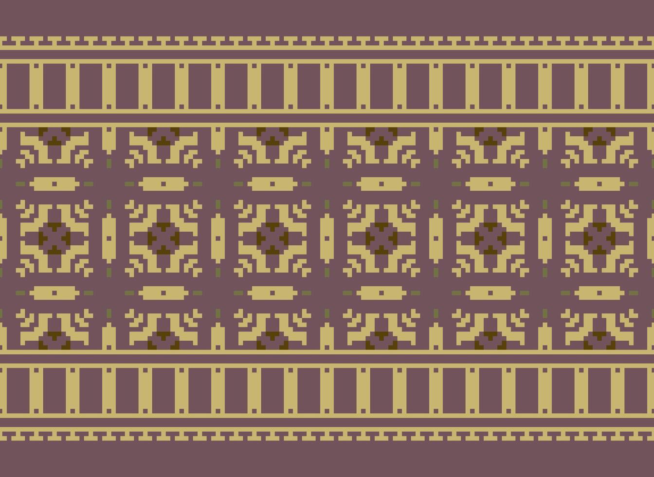 Cross Stitch pattern with Floral Designs. Traditional cross stitch needlework. Geometric Ethnic pattern, Embroidery, Textile ornamentation, fabric, Hand stitched pattern, Cultural stitching pixel art. vector